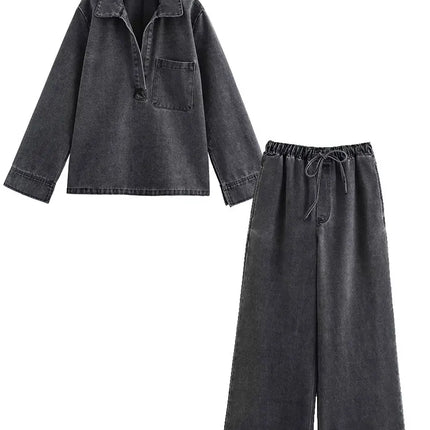 Women’s High-Waist Denim 2-Piece Set