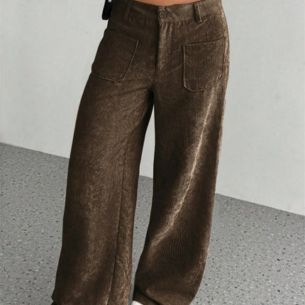 High-Waist Wide-Leg Corduroy Trousers
