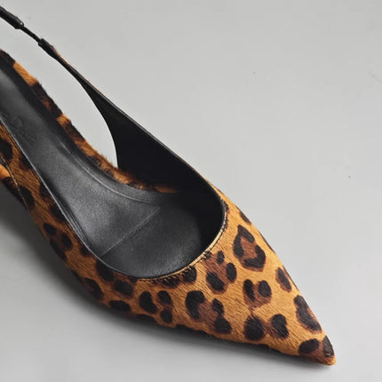 Women’s Horsehair Leopard Print Low Heel Sandals