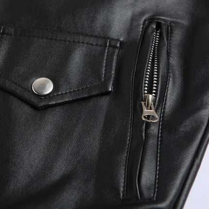 Men’s Slim-Fit PU Leather Motorcycle Jacket