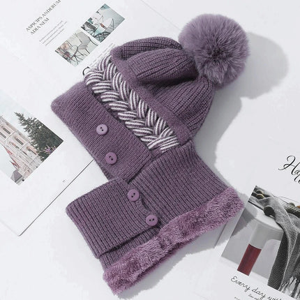 Plush Fur-Lined Pompom Hat