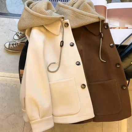 Plus Size Hooded Patchwork Coat