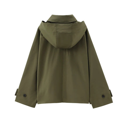 Men’s Hooded Lapel Single-Breasted Short Trench Coat