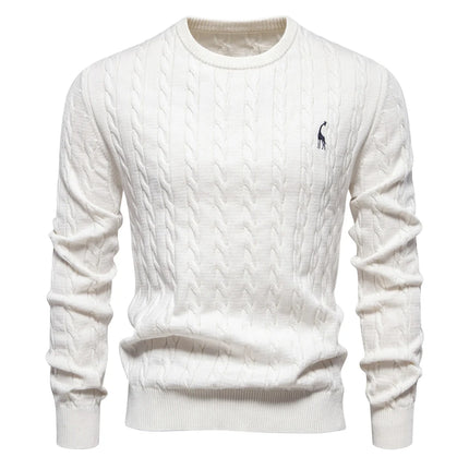 Men's Giraffe Embroidered Cotton Sweater – Unique & Comfortable