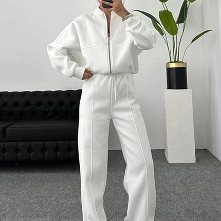 Women’s Matching Zipper Jacket & High-Waist Jogger Set