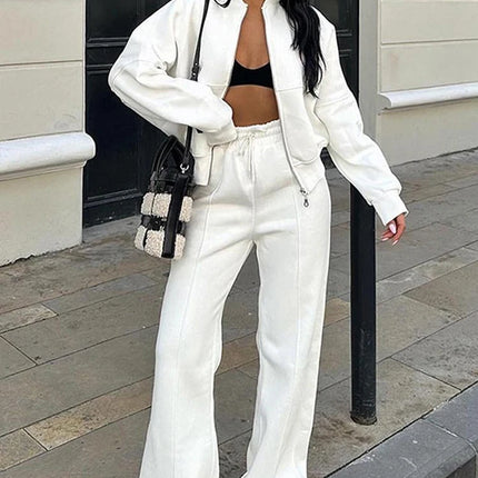 Women’s Matching Zipper Jacket & High-Waist Jogger Set