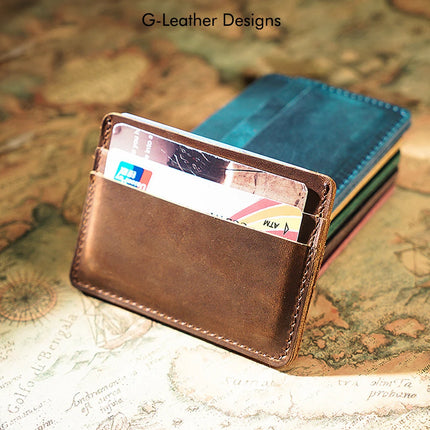 Vintage Crazy Horse Leather Card Holder