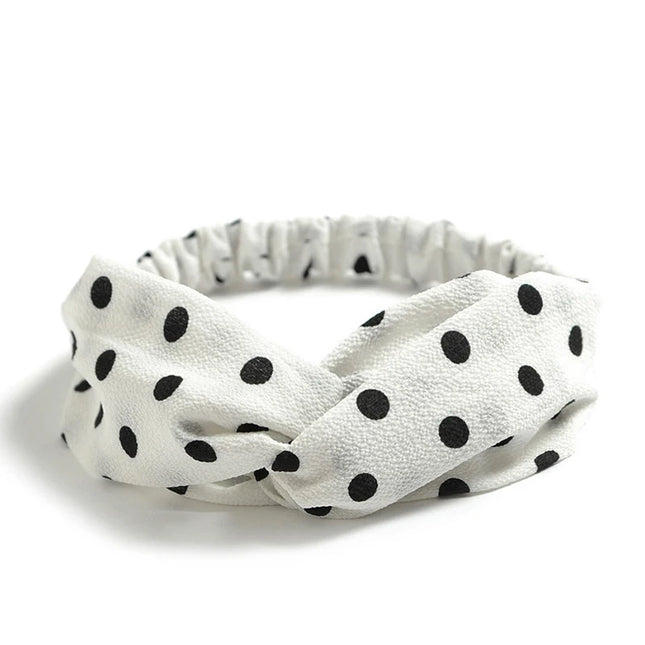 Vintage Boho Printed Cross Turban Headband – Wide Stretchy Fabric Band