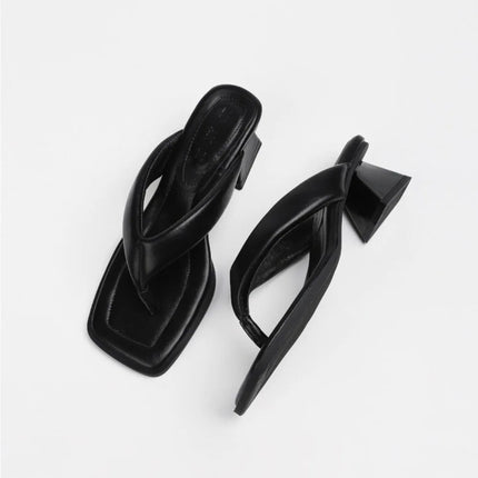 Square-Toe High Heel Sandals