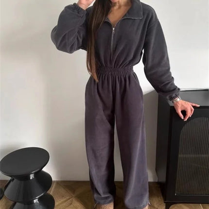 Women’s Hooded Zip Jumpsuit Set