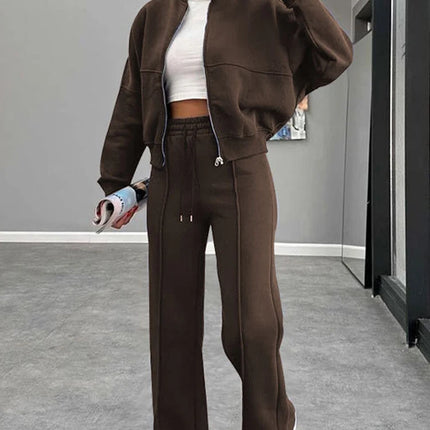 Women’s Matching Zipper Jacket & High-Waist Jogger Set