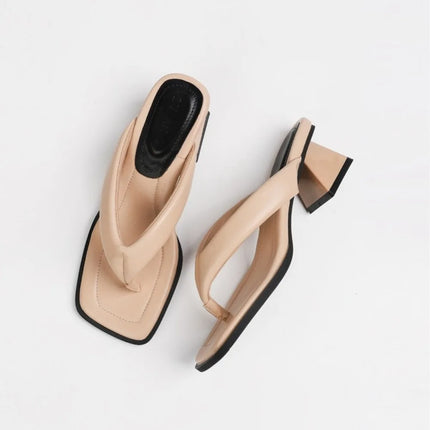 Square-Toe High Heel Sandals