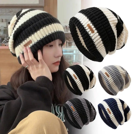 Two-Tone Fur-Lined Knit Beanie