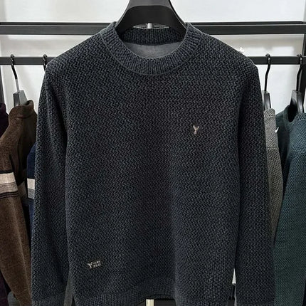 Embroidered Plush Sweater Men
