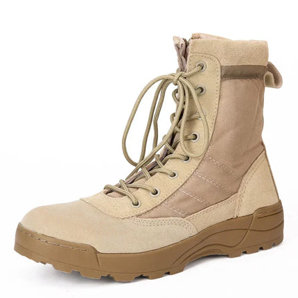 Men’s High-Top Breathable Leather & Mesh Tactical Combat Boots