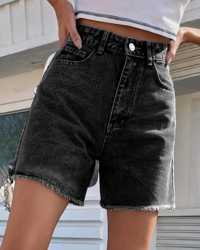 High‑Waist Baggy Half‑Length Denim Shorts – Lightweight