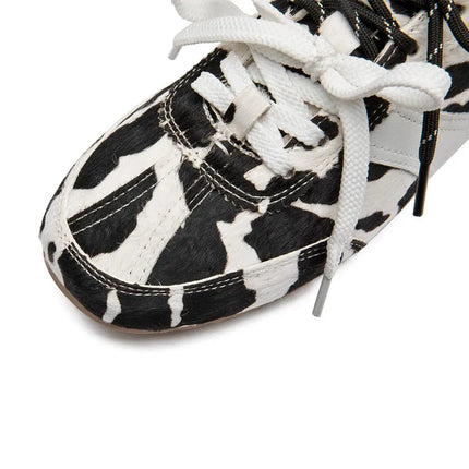 Women’s Leather & Horse Hair Lace-Up Sneakers