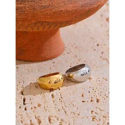 Textured Thick Stainless Steel Ring – 18K PVD Gold Plated