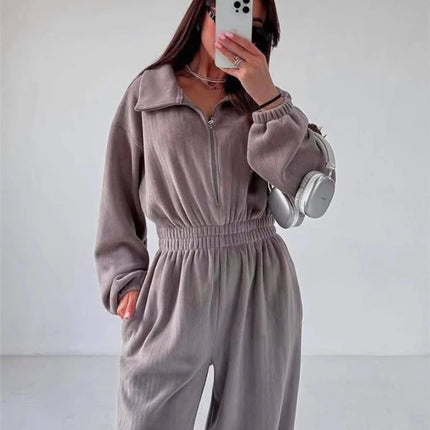 Women’s Hooded Zip Jumpsuit Set