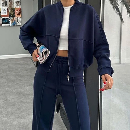 Women’s Matching Zipper Jacket & High-Waist Jogger Set
