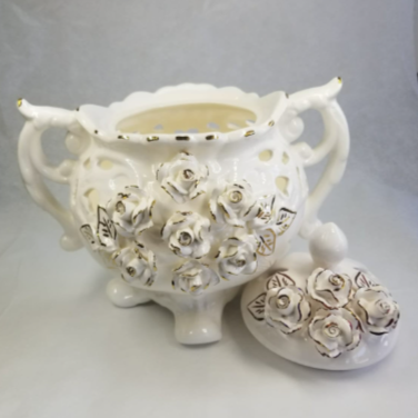 White Ceramic Lidded Candy Pot - HighTouch 