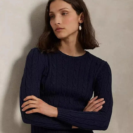 Women’s Cable-Knit Cotton Crewneck Sweater