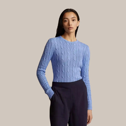 Women’s Cable-Knit Cotton Crewneck Sweater