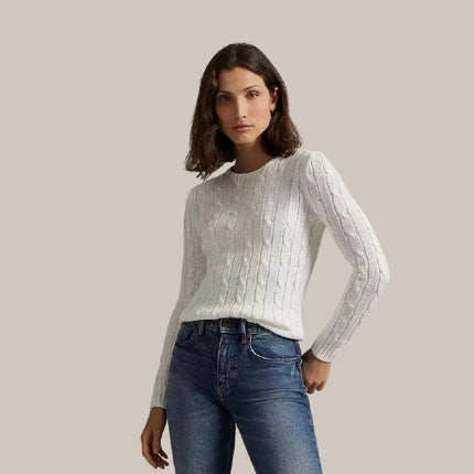 Women’s Cable-Knit Cotton Crewneck Sweater