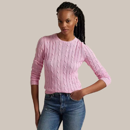 Women’s Cable-Knit Cotton Crewneck Sweater