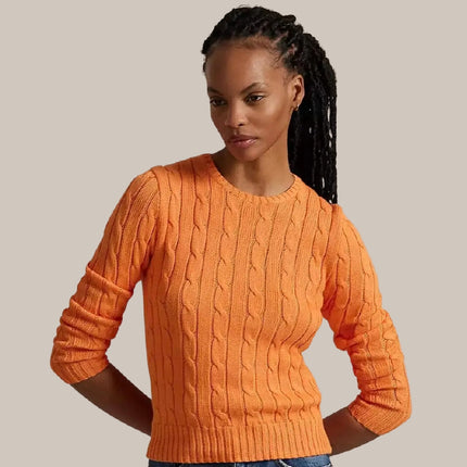 Women’s Cable-Knit Cotton Crewneck Sweater