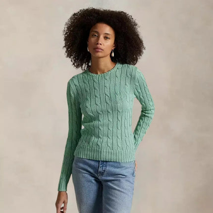 Women’s Cable-Knit Cotton Crewneck Sweater