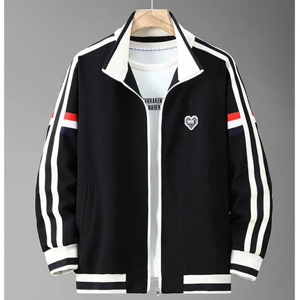Men’s Plus-Size Stand-Up Collar Sweatshirt & Straight-Leg Sports Pants Tracksuit