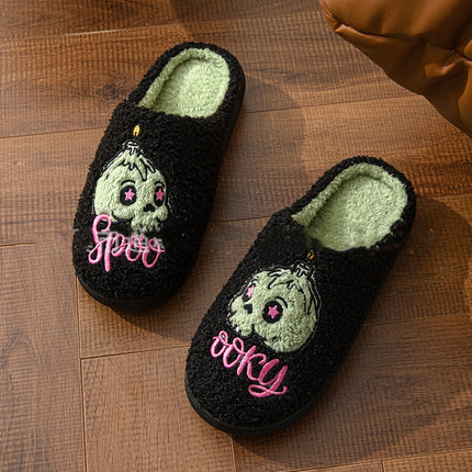 Green Skull Halloween Slippers