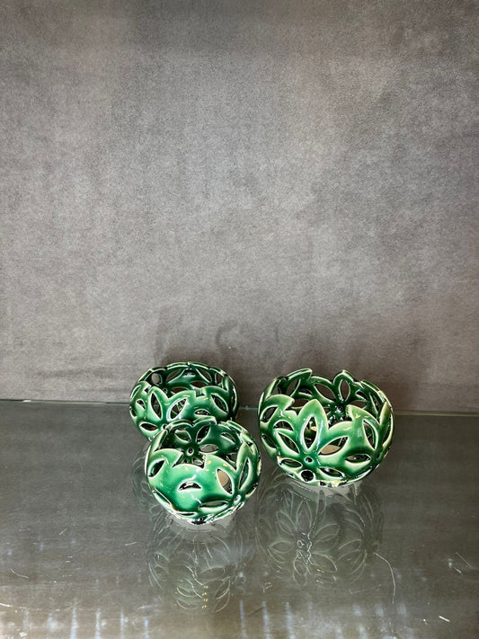 Glazed Green Candle Holders - HighTouch 