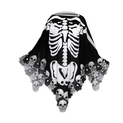 Halloween Skeleton Poncho – Skull & Bones Lace Cape