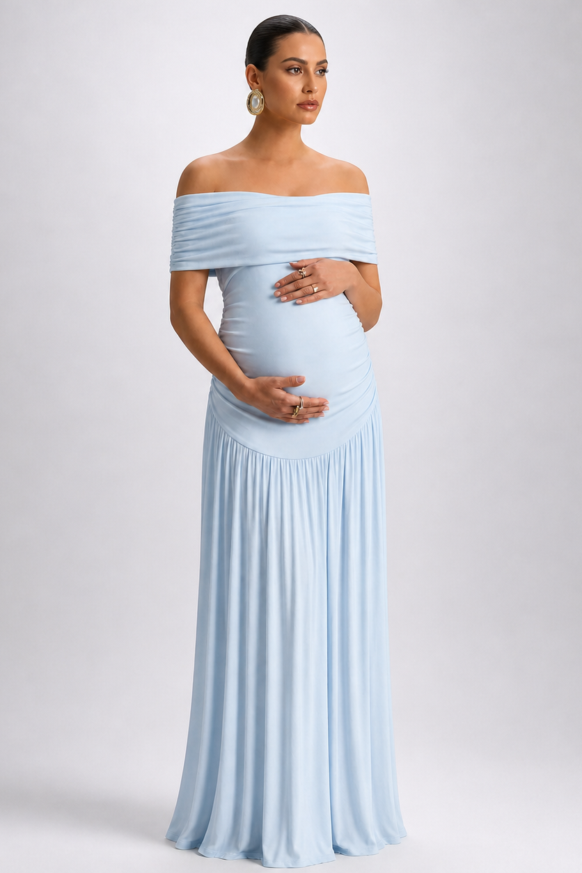 Maternity Maxi Dress – Off Shoulder Pregnancy Dress – HighTouch