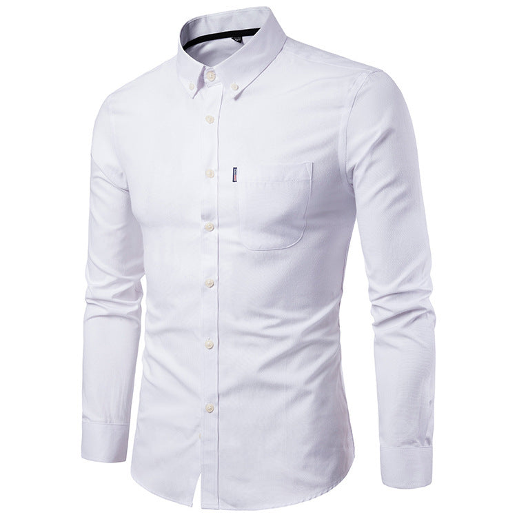 Men's Slim Long Sleeve Dress Shirt – Korean Style Plain Collection – HighTouch