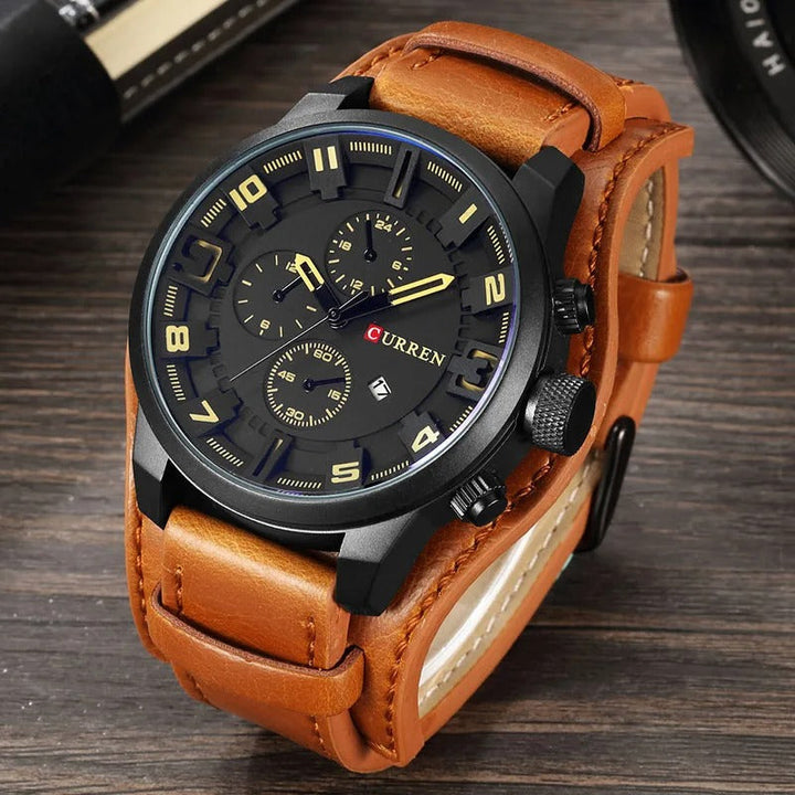Men's Leather Chronograph Watch | Cowhide Strap
