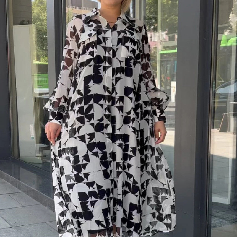 Fashion Lantern Sleeve Plaid Dress-HighTouch