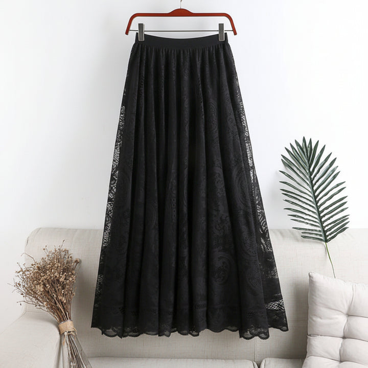 Women's Embroidered Lace Umbrella Long Skirt-HighTouch
