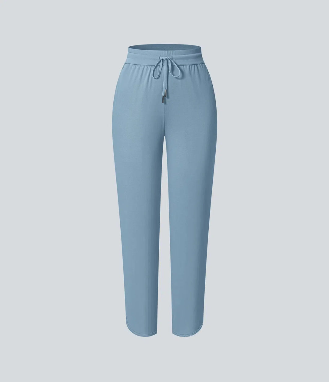 Mid Rise Drawstring Curved Hem Quick Dry Golf Tapered Pants with Pockets-UPF40+