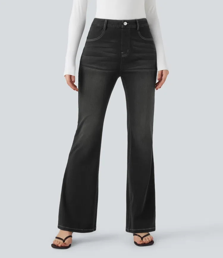 Bootcut Leggings Women Tummy Control Butt Lifting Black Denim