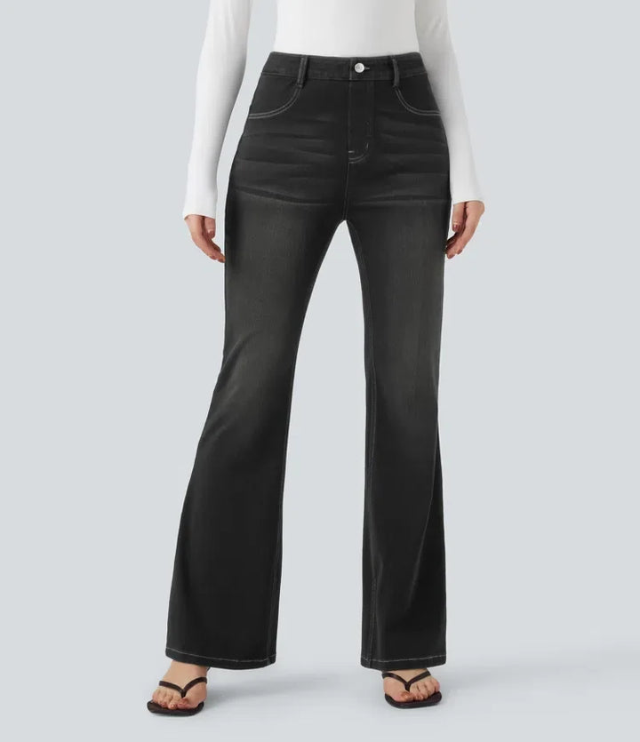 Bootcut Leggings Women Tummy Control Butt Lifting Black Denim