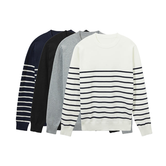 Maglione da uomo a girocollo ampio – Pullover lavorato a maglia casual