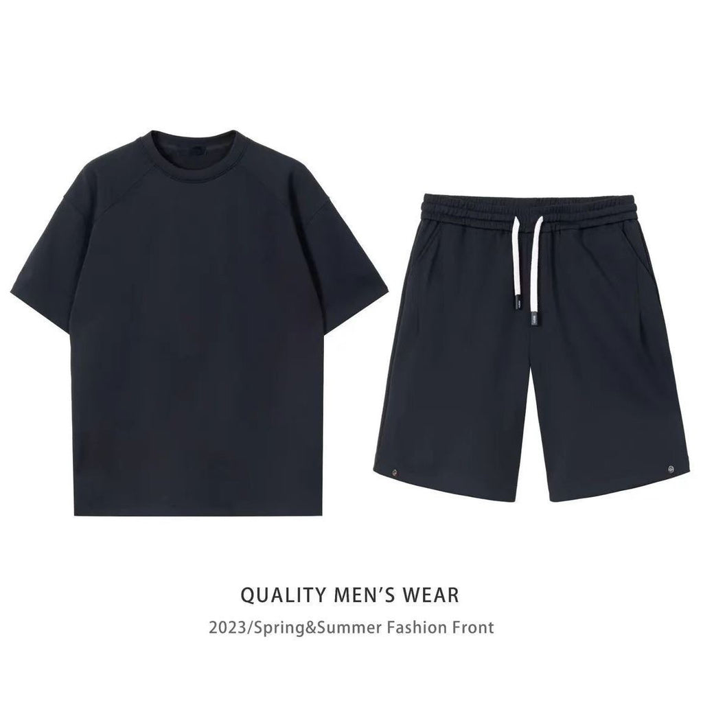 Summer Short Sleeve Cotton Casual Wear T-Shirt & Shorts Set-HighTouch