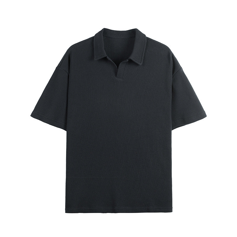 Fashion Simple Polo Shirt Loose Comfortable Men's T-shirt-HighTouch