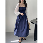 Korean Style Blue Lattice Print – Polyester Fibre Fashion Piece-HighTouch