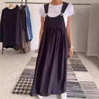 Women's Cotton & Linen Sling Dress – Fresh & Sweet Suspender Midi-HighTouch