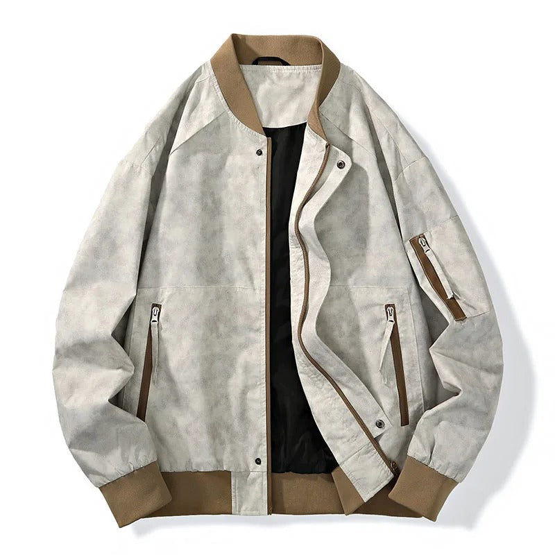 Men's Stonewash Denim Bomber Jacket