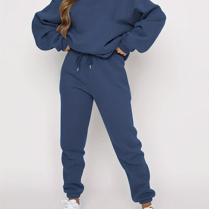 Ribbed Two-Piece Lounge Set for Women – Sweatshirt & Joggers